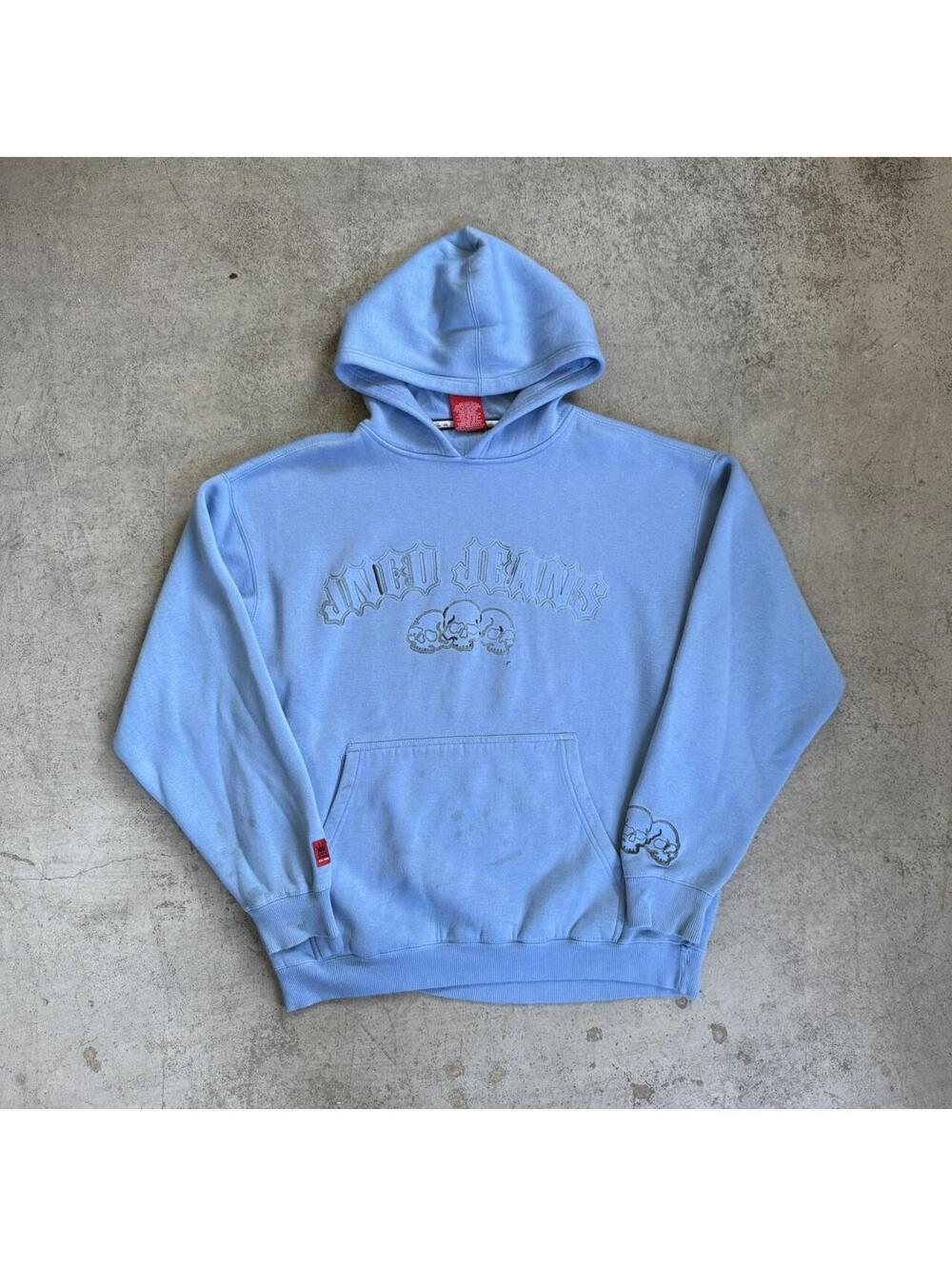 Vintage Y2K 2000s JNCO Skull Skate Blue Hoodie Sweatshirt